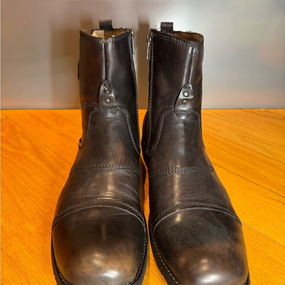 Bed Stu Burst Boots Mens 10 Brown Leather Ankle Zip Square Toe
